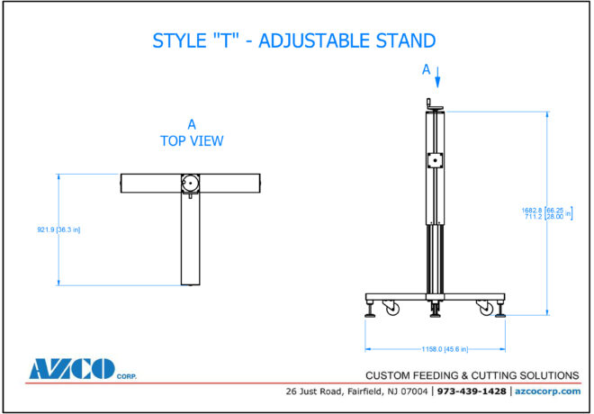 Style T Adjustable Stand Product Drawing