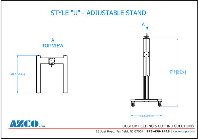 Style U Adjustable Stand Product Drawing