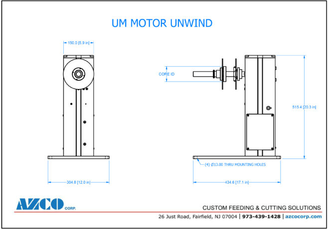 UM Motor Unwind Product Drawing