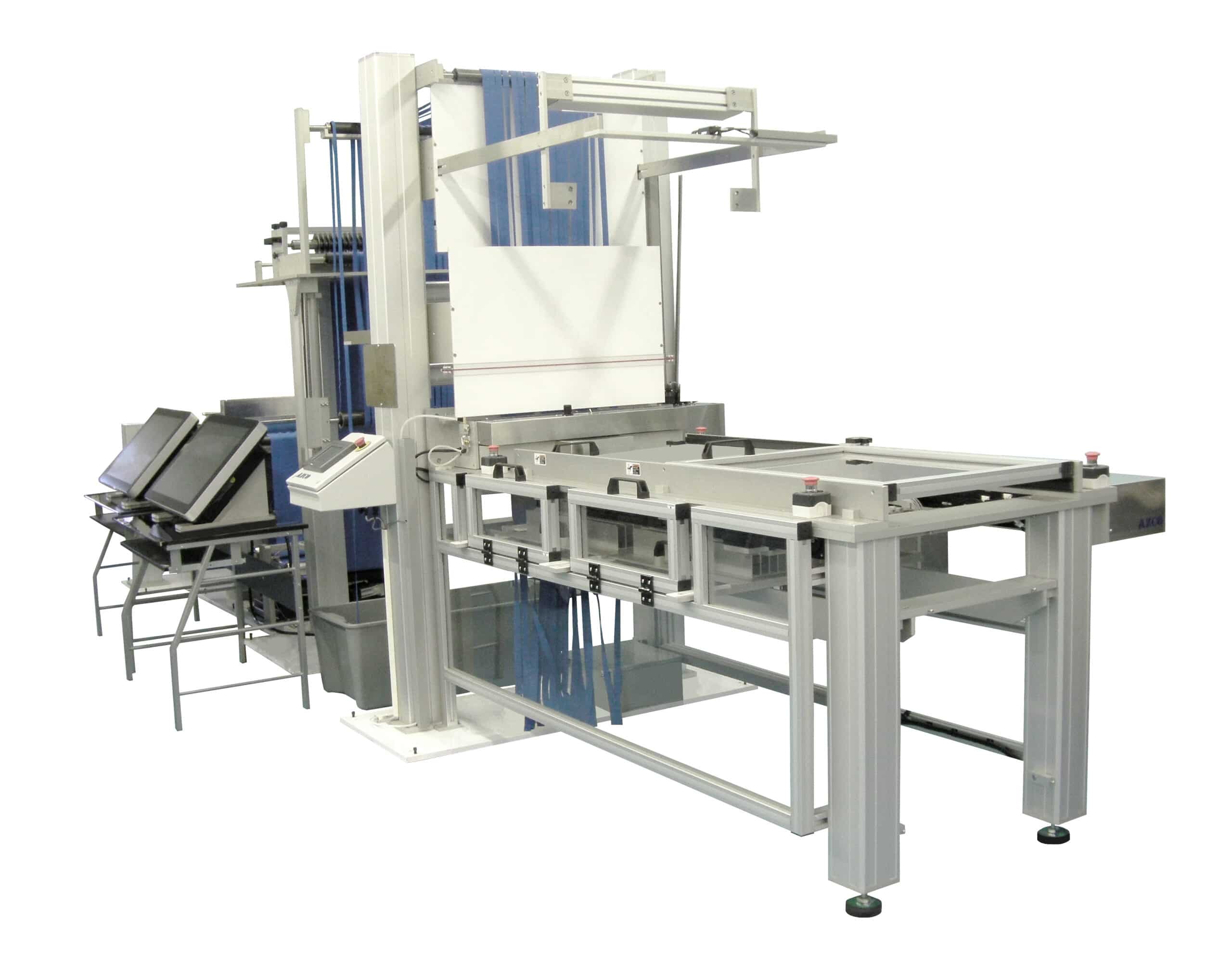 Cut to length system with slitter and automatic stacking station